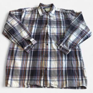 Eddie Bauer Women M Long Sleeve Plaid Shirt Blue